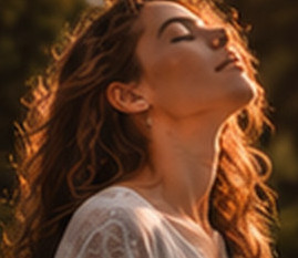 Femme au visage tourné vers la lumière