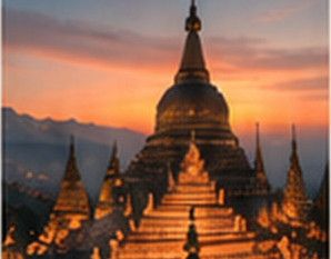 Temple doré au crépuscule