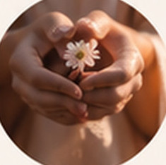Mains tenant une fleur de marguerite